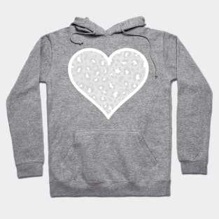 Pastel Gray and White Leopard Print Heart Hoodie